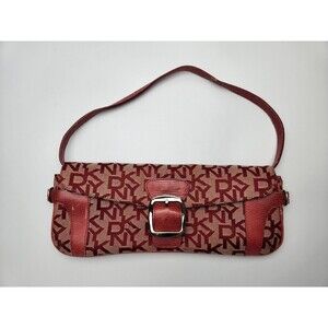 Dkny Purse Y2k Pink Canvas Logo Print Bratz Silver‎ Hardware Small Shoulder Bag